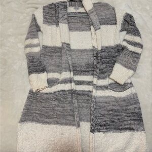 Kismet Gray and Cream Striped Cardigan